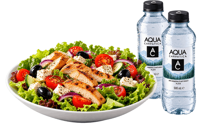 Salate și sticle de apă Aqua Carpatica